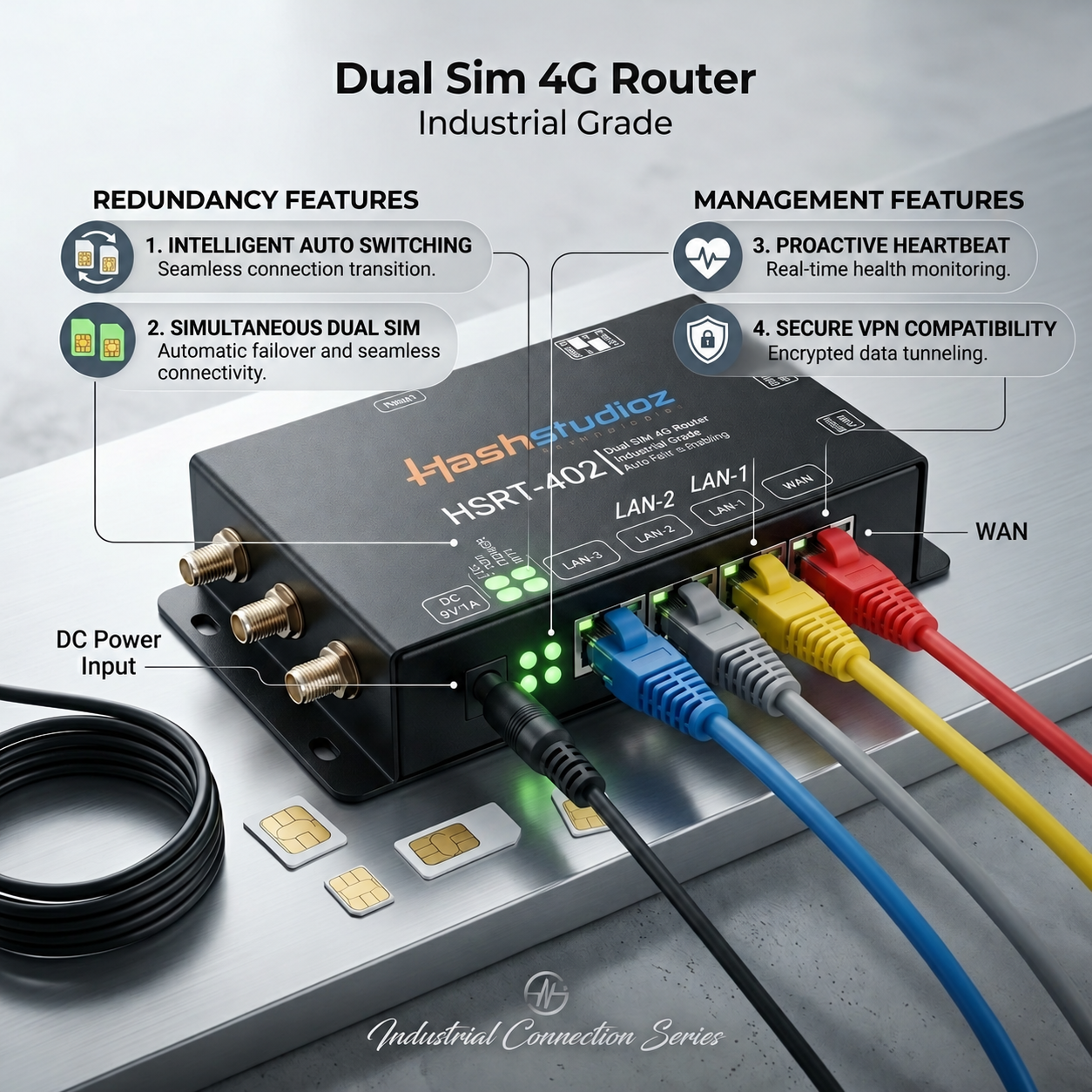 Dual SIM 4G Router Infographic Dual SIM 4G Router Infographic